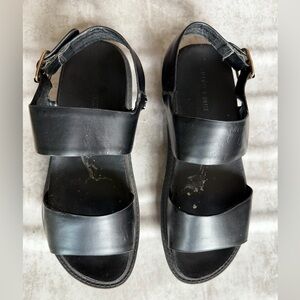 Black Leather Sandals with Buckle SIZE 6